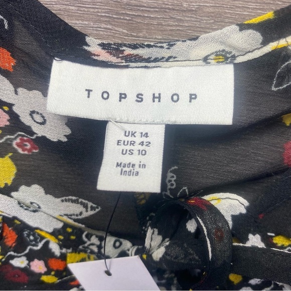 Nordstrom‎ Black Floral Sheer Ruffle Mini Dress NWT Long Sleeve Size Small - Picture 6 of 11